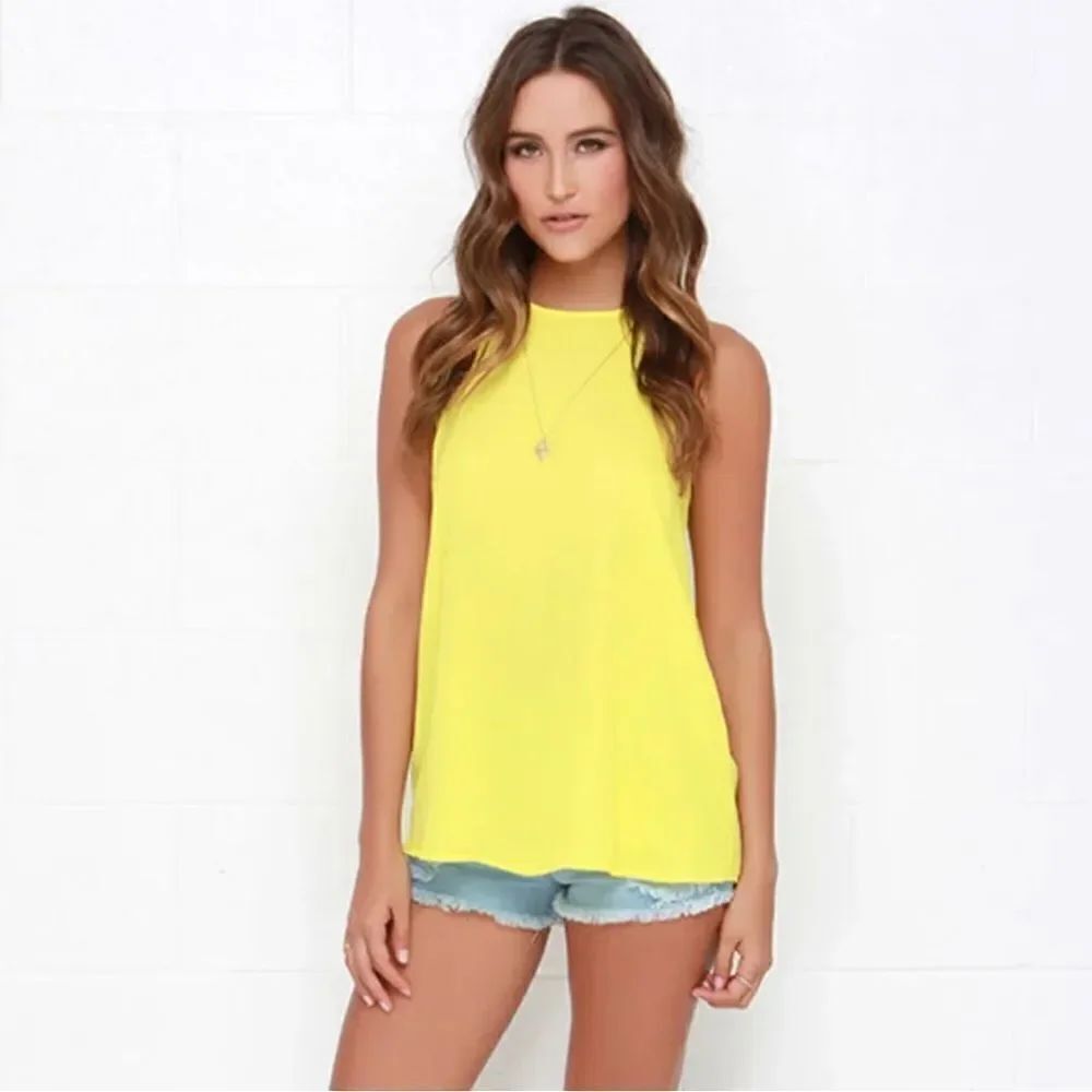 Lulus Yellow High Neck Lightweight Tank Top XS